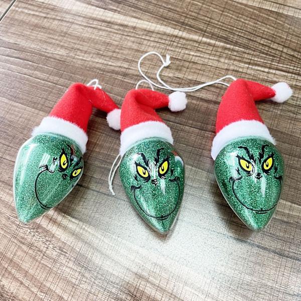 Grinch med tomteluva Juldekorationer Grinch Blinkande Dekoration Julgranshänge 1