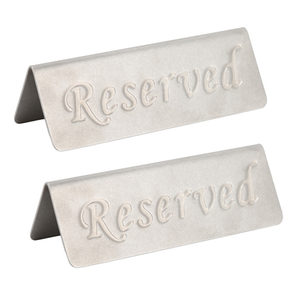 2 stk. Metal Rustfrit Stål Reserveret Skilt Dobbeltsidet Reserveret Bordskilt til Restauranter Bar Cafe Tehus Hotel
