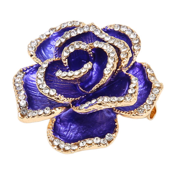 Elegant Blomst Brosche Nål Rhinestone Petal Tøj Tilbehør Blomst Brosche Nål Blålig Lilla