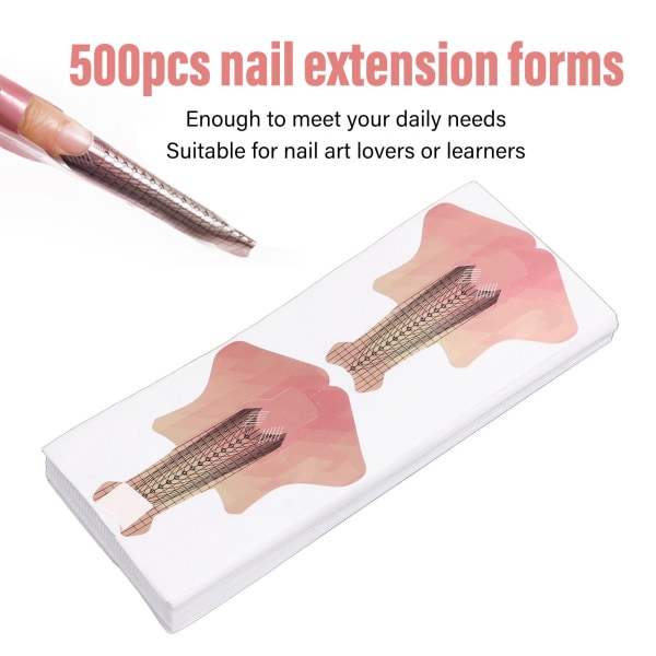 100 stk. Nail Form Extension Stickers Tal Længder Markeret Selvklæbende Nail Tips Guide Sticker