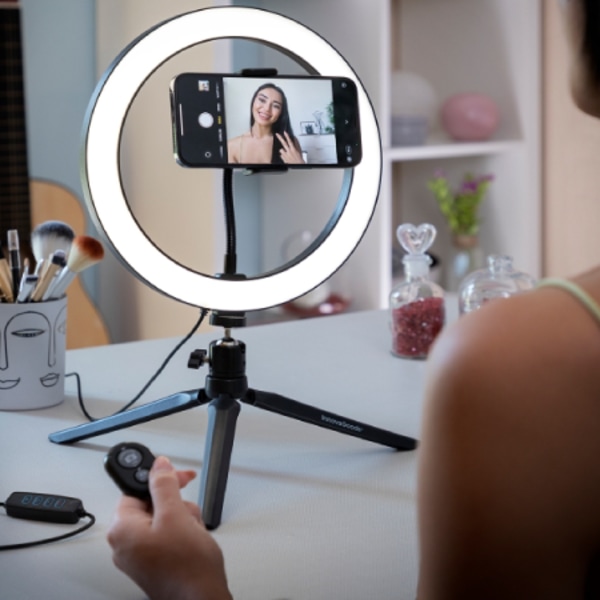 Selfie Ringlys LED med Stativ & Fjernbetjening