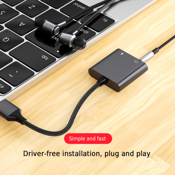 USB Ekstern Lydkort Adapter Lydkort Konverter med Hovedtelefon og Mikrofon Jack