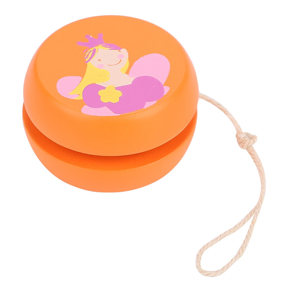 Söt tecknad trä-yo-yo boll leksak för tidig utbildning för barn (Orange prinsessa)