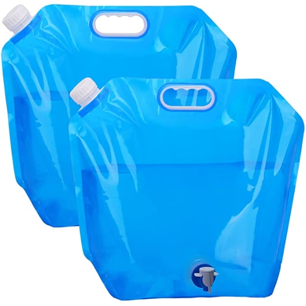 (2stk) Bærbar vannkanne i plast med sammenleggbar beholder Blå