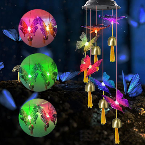 Solcelle Vindklokkeslys Havegård LED Butterfly