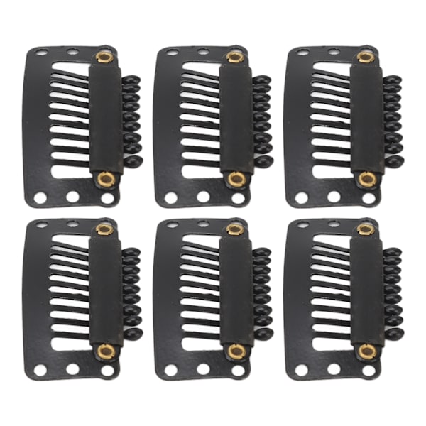 100 st 9-tandshår extensionsklämmor Fleranvändning 32mm U-formade snäppklämmor för kvinnor Hår extensions DIY Svart
