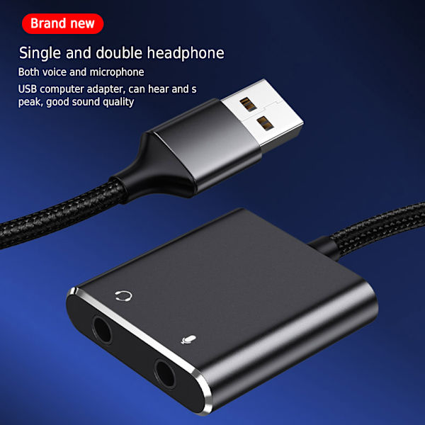 USB-ulkoinen äänikorttisovitin Äänikortti-muunnin kuuloke- ja mikrofoniliitännällä