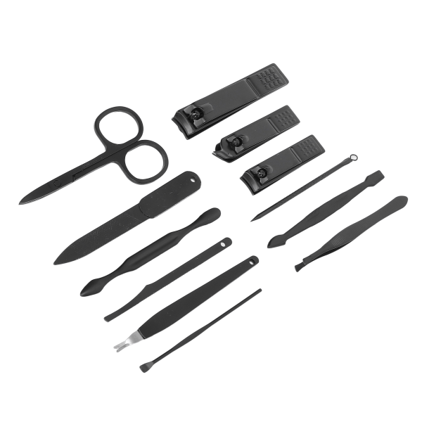 Manicure sæt 12 værktøj skarpt lille bærbar pæn neglesakse plejesæt med kunstlæderetui til kontorrejser