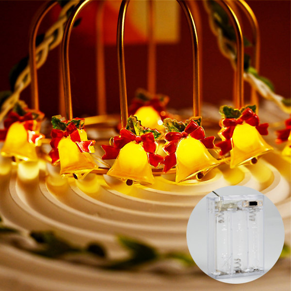 LED Juldekoration Jingling Bell Holiday Atmosphere Julgransdekorationer Warm White Battery 5 M 50 led