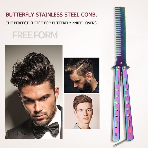 Foldbar Kam / Butterfly Rustfrit Stål - Sort