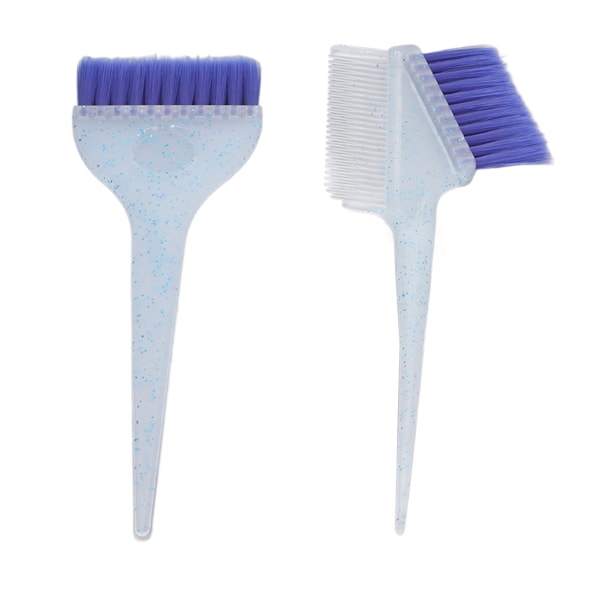 2 st mjuka nylonhårshöjdpunktsborste applikator dubbelsidig hårfärgningsborste kam med glitterhandtag blå