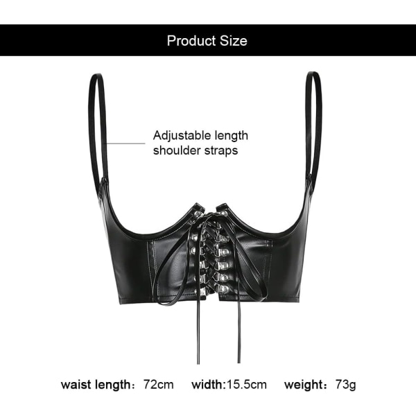 Kvinders tætsiddende taljebælte med justerbart elastisk gotisk vestbælte black 3