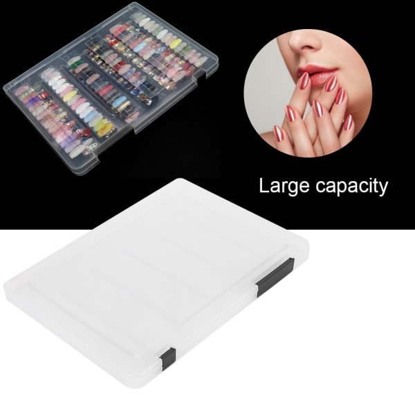 Stor Kapacitet Falska Naglar Tips Display Box Transparent Nagelkonst Visning Display Box Svart