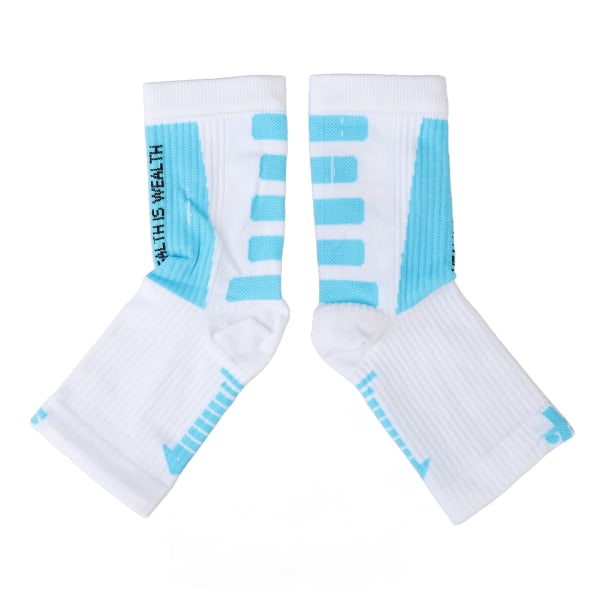 Sports Heel Socks Ankle Protection Foot Sleeve Support Compression Heel Socks for Athlete White and Blue