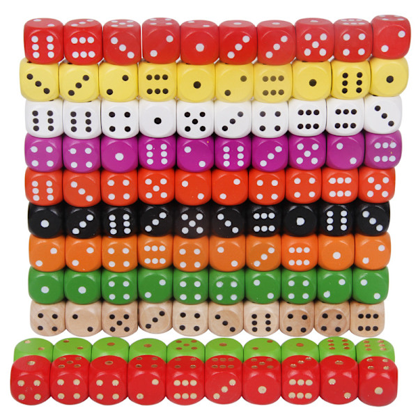 100-pack Tärningar - Sexsidiga för Fest/Spel/Pussel Flerfärgade 100PCS