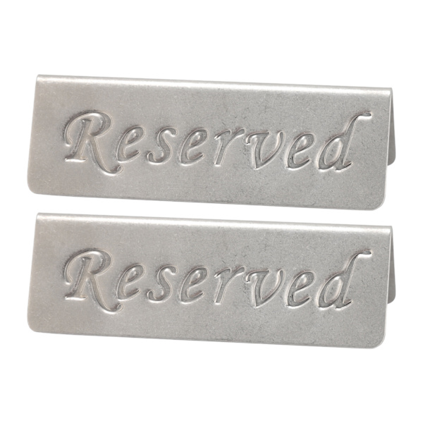 2 stk. Metal Rustfrit Stål Reserveret Skilt Dobbeltsidet Reserveret Bordskilt til Restauranter Bar Cafe Tehus Hotel