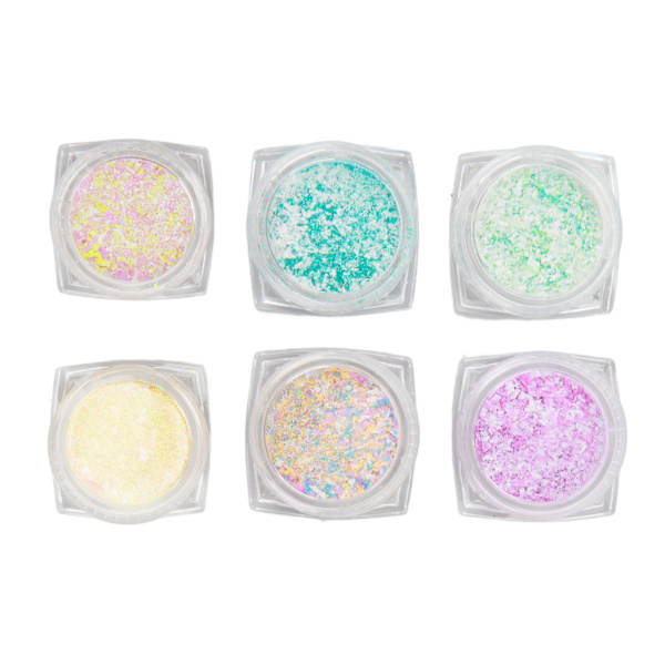 6 Burkar Nagelkonst Ullpulver Blandade Färger DIY Design Manikyr Nagelkonst Dekorationer Nagelkonst Glitterpulver