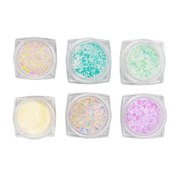 6 purkkia Nail Art Villapuuteri Sekoitettuja värejä Tee-se-itse Design Manikyyri Nail Art Decorations Nail Art Glitter Powder