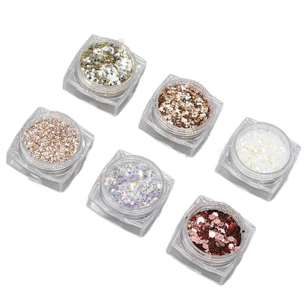 Nagelskalstenspulver Sekvenser DIY Dekoration Blandade Färger Ultratunna Manikyr Skalsten