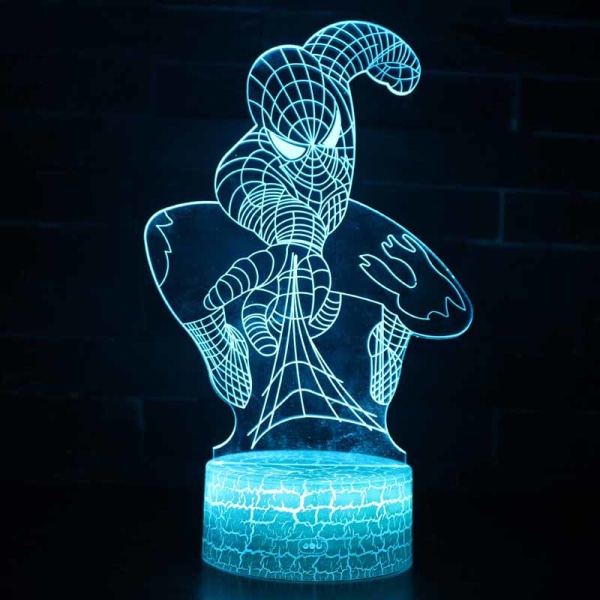 3D Stereoskopisk Farverig Spiderman Natlampe Spiderman