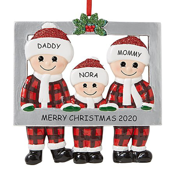 Christmas Old Man Ornament Christmas Pendant Creative Cute Family Photo Frame Christmas Tree Decoration 3-Person