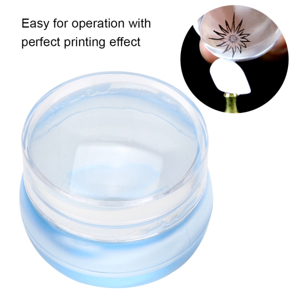 2 st silikon Nail Art Seal Stämpel med skrapa Nail Art Decoration Tool Kit (Transparent Blue)