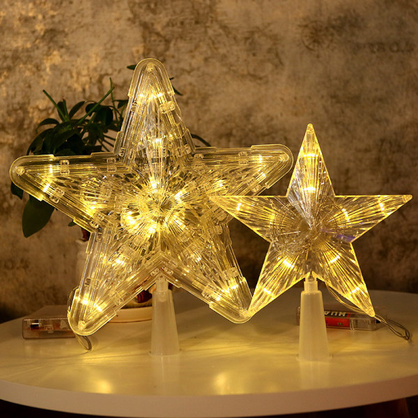 Joulukuusen Huippukohta LED-Valo Loistava Tähtivalo Viisikärkinen Tähti Värivalo Paristokotelo Huoneen Koristelu Color Small Size-10 led Battery