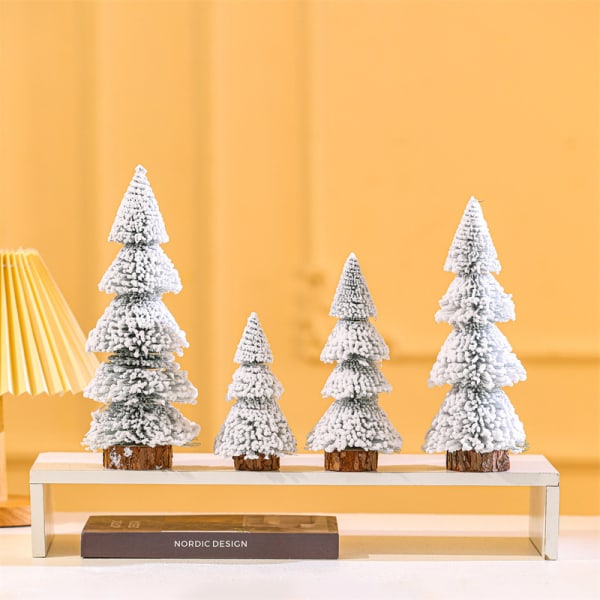 Julgranspynt med belysning, tornformad, flockad snö, tall, skrivbordsdekoration 20cm Pine Tree