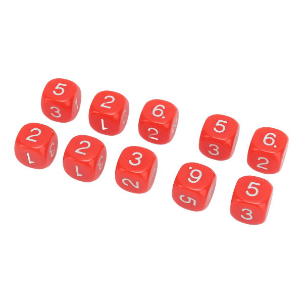 20 kpl 6-sivuista numerokuutiota muovia 16 mm pyöristetyillä kulmilla Polyhedral Dice Set numeroiden opetukseen lautapeleihin Punainen