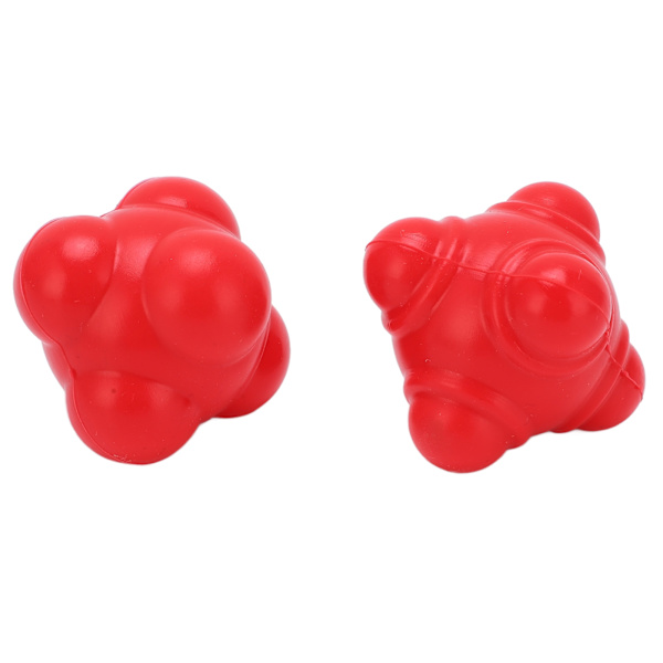 2 st Reaktionsbollar i Gummi, Oregelbunden Form, Reaktionsbollar för Koordination, Smidighet, Hastighetsträning, Röd