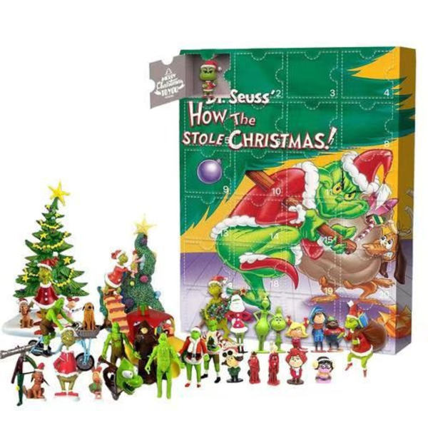 2023 Grøn Pelsmonster Grinch Julekalender med Blind Box A