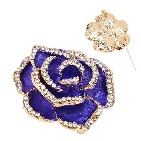 Elegant Blålila Blomma Brosch Nål Rhinestone Kronblad Kläder Tillbehör Blommande Blomma Brosch Nål