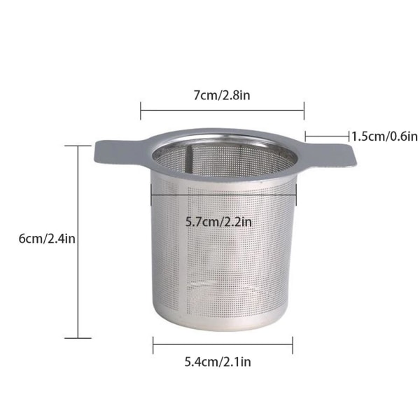 Tea Mesh Sil Rustfritt stål Te Infuser Sil Ikke giftig Slitesterk med lokk Tefilter