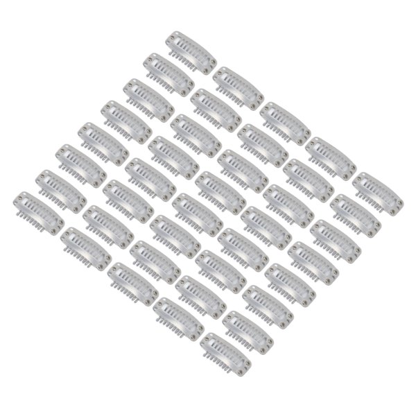 40 st Wig Clip Set Rostfritt Stål DIY 9 Tänder Snap Comb Hårförlängningsklämmor Tillbehör 1.3 tum Silver