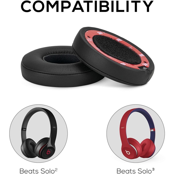 Øreputer for Beats Solo 2/3 PU-skinn 1 par Svart