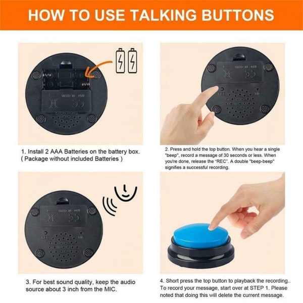 Pet Talking Buttons Hundeopptak Leker Hundetrening