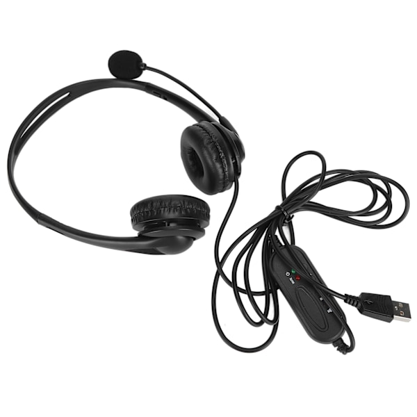 Kundeservice Headset Håndfri Stereo Kablet Binaural PC Støydempende Hodetelefon for TelefonsalgUSB