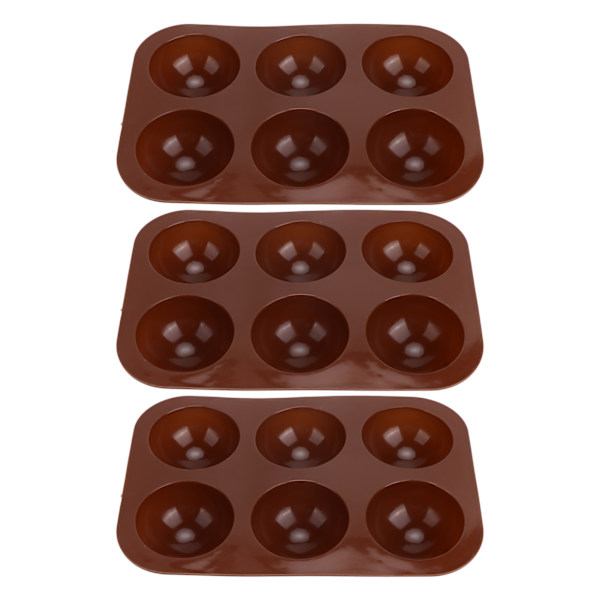 3 stk. 6 Huller Silikon Bageform Halvkugle Chokolade Bombe Form til Kage Pudding