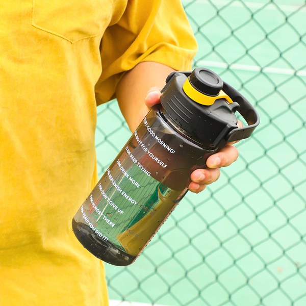 Stor vannflaske Sportdrikkkopp med markør Svart 1100ml