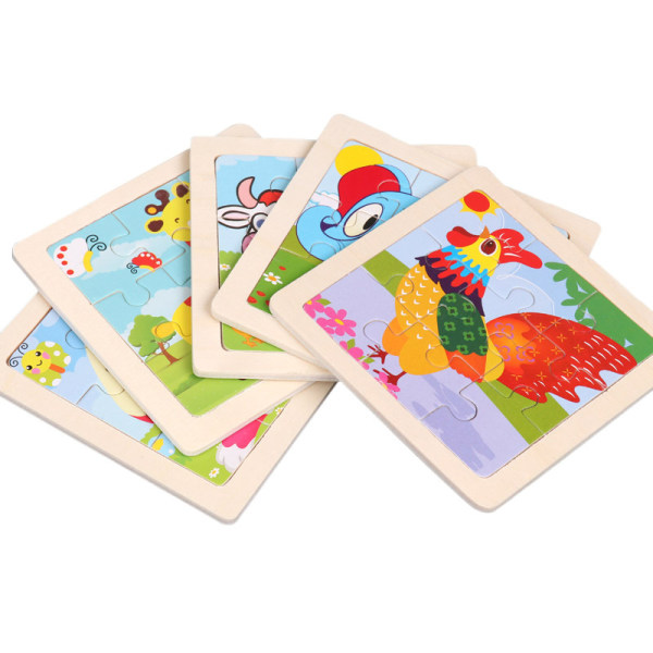 9 stykker dyrepuslespil til puslespil til 1-3-årige børns intellektuelle udviklingspuslespil 10