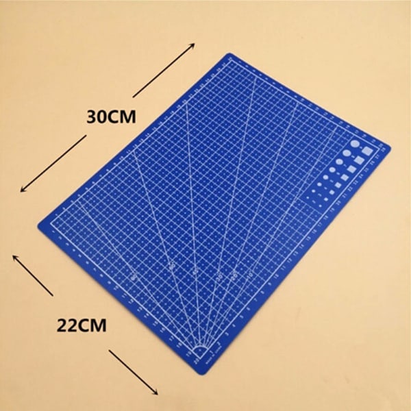 A4 PVC Ristnett Skjærebrett Profesjonelt Selvhelende Skjærematte Multifunksjonelt for Quilting Sy Scrapbooking DIY Håndverk Blå