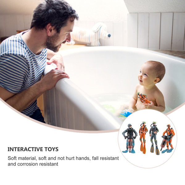 4 st Mini Dykfiguriner Modell Simulerad Undervattenäventyr Dykare Figur Lekset för Scenlayout Bordsprydnader