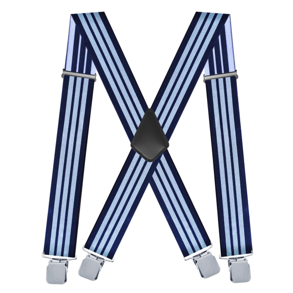 5 cm elastisk axelremsklämma för män med 4 X-formade justerbara hängslensband 16 Tibetan Blue White Stripes