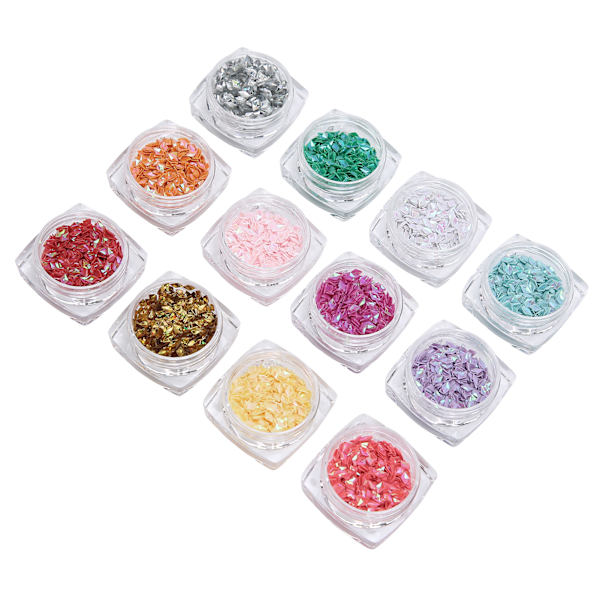 12 Färger Nagelkonstpaljetter 2,5 x 4mm Glimmande Nagelkonstdekoration Paljetter Manikyrverktyg