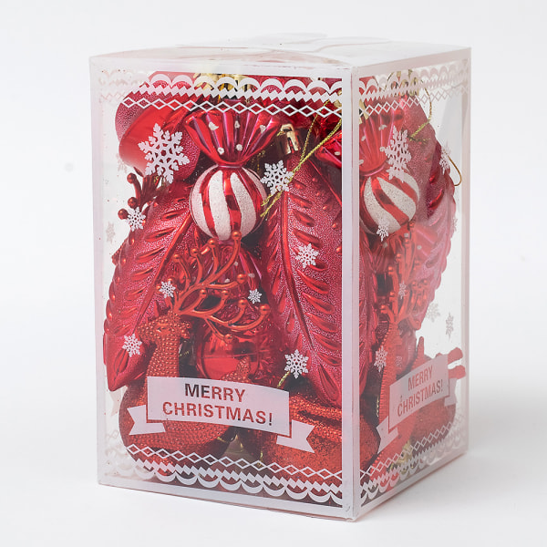 25 st Juldekorationsboll Kreativ Konstig Form Printing Dräkt Julgran Klä upp Litet hänge Red