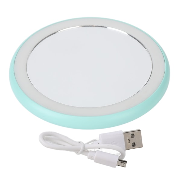 Kompakt makeup spejl med lys USB genopladelig LED rund bærbar lille spejl frugtgrøn