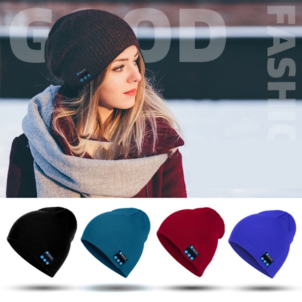 Bluetooth-mössa, uppladdningsbar mössa med inbyggd mikrofon och stereohögtalare, varm stickad mössa för höst och vinter
