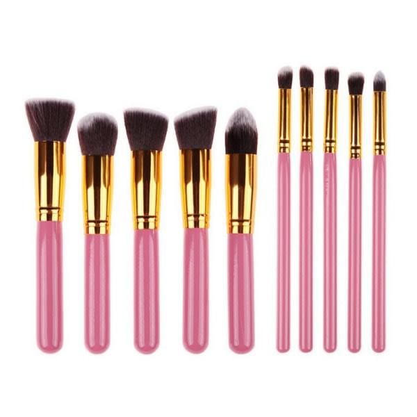 Professionella sminkborstar 10-pack (Rosa/Guld)