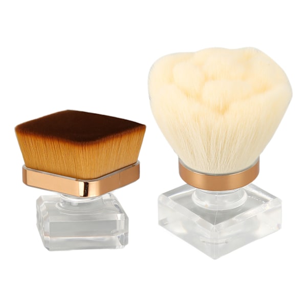 2-pack Löspuder Foundation Borst Set med Transparent Bas Syntetisk Mjuk Fluffig Blandningsborste