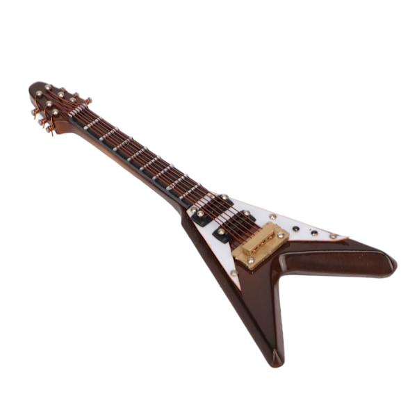 Puinen Miniatyyri Sähkökitara Malli Jalustalla ja Kotelolla Kahvi Mini Musiikki-instrumentti Malli Koriste 10cm